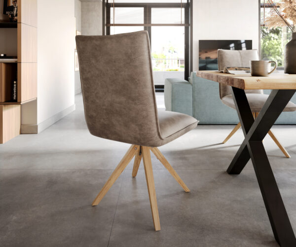 Jídelní židle Lelio-Flex dřevěná podnož hranatá mikrovlákno taupe vintage 180° - Image 5