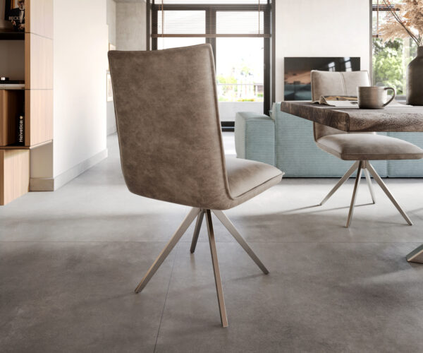 Otočná židle Lelio-Flex křížová podnož široká nerezová ocel mikrovlákno taupe 360° - Image 5