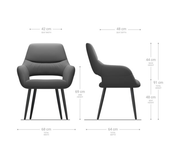 Jídelní židle Yago-Flex 4 zúžené podnož černá samet šedá - Image 6