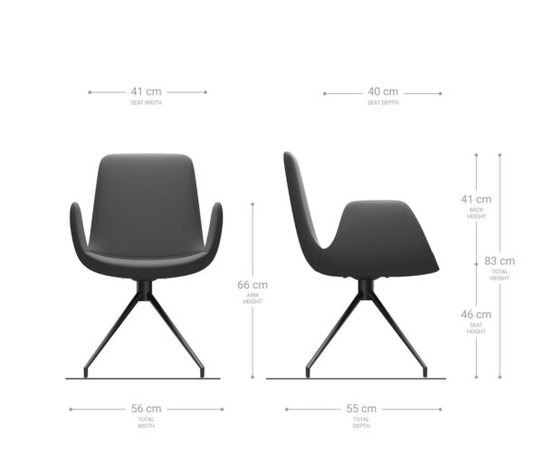 Jídelní židle Ilia-Flex křížová podnož zúžená černá pravá kůže černá otočná - Image 6