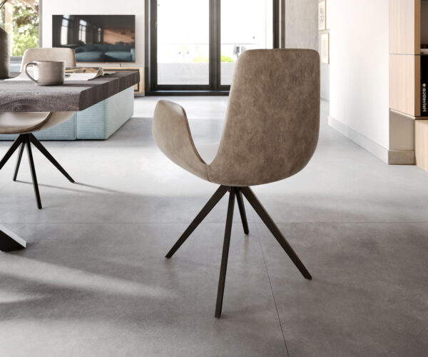 Otočná židle Ilia-Flex s područkou křížová podnož zaoblená otočná mikrovlákno taupe 180° - Image 5