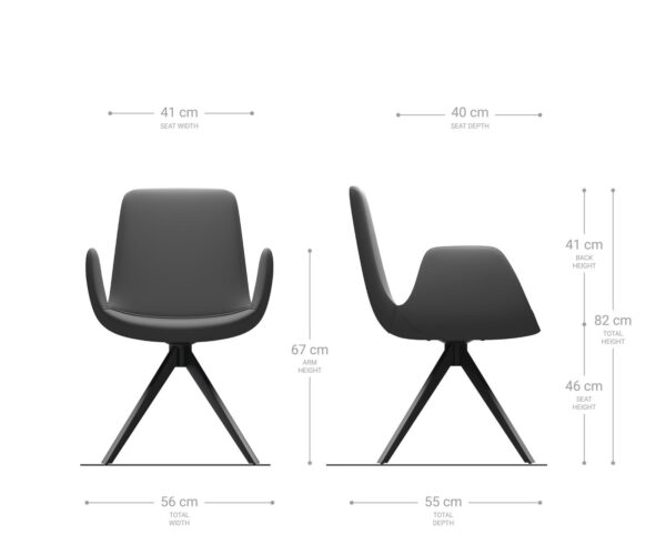 Otočná židle Ilia-Flex s područkou křížová podnož zaoblená otočná mikrovlákno taupe 180° - Image 6