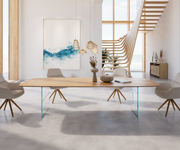 Jídelní stůl Edge 300x100 cm zaoblená přírodní dub švýcarská hrana - Image 2