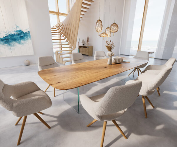 Jídelní stůl Edge 300x100 cm zaoblená přírodní dub švýcarská hrana - Image 6