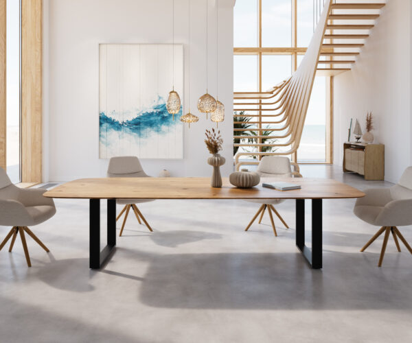 Jídelní stůl Edge 300x100 cm zaoblená přírodní dub švýcarská hrana - Image 2