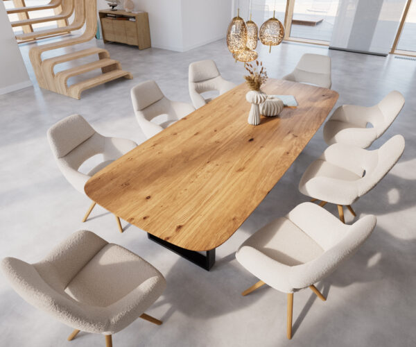 Jídelní stůl Edge 300x100 cm zaoblená přírodní dub švýcarská hrana - Image 4
