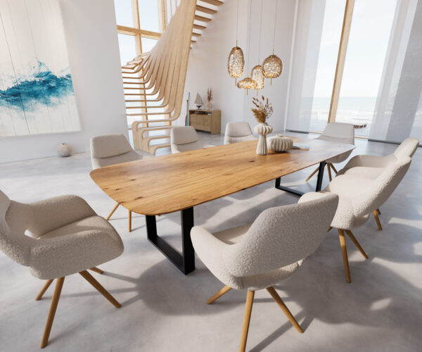 Jídelní stůl Edge 300x100 cm zaoblená přírodní dub švýcarská hrana - Image 6