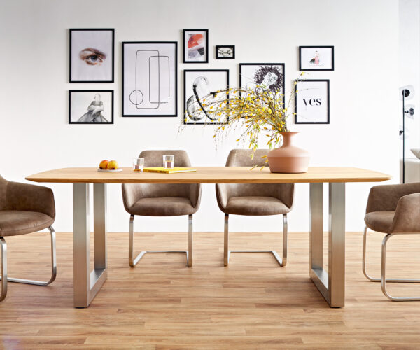 Jídelní stůl Edge 200x100 cm zaoblená přírodní dub švýcarská hrana - Image 5