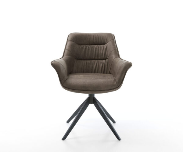Étkezőszék Kaira-Flex mikroszálas taupe vintage kereszt láb széles fekete - Image 2