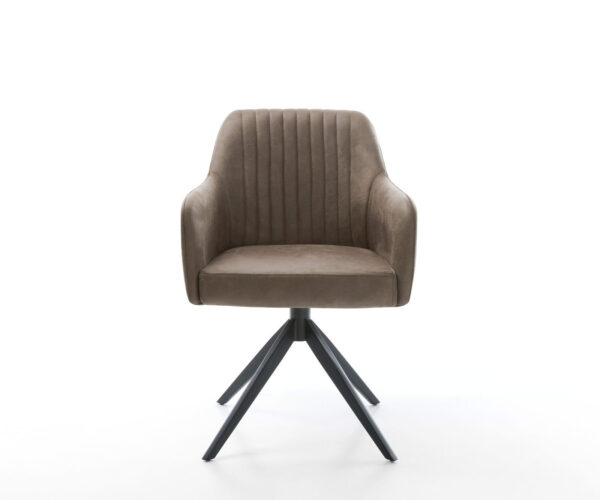 Jídelní židle Greg-Flex taupe vintage křížová podnož široká černá 360° otočná - Image 2