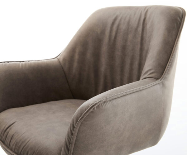 Jídelní židle Keila-Flex s područkami taupe vintage křížová podnož široká nerezová ocel otočná o 360° - Image 4