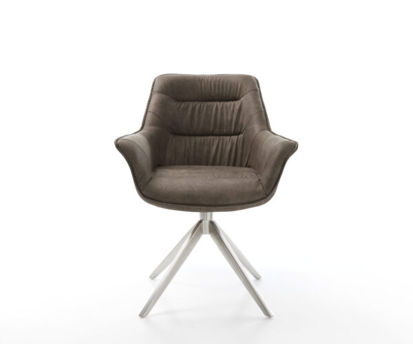 Étkezőszék Kaira-Flex mikroszálas taupe vintage kereszt láb széles rozsdamentes acél - Image 2