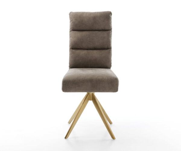 Jídelní židle Pela-Flex Taupe vintage křížová podnož hranatá zlatá 180° otočná taštičkové pružiny - Image 2