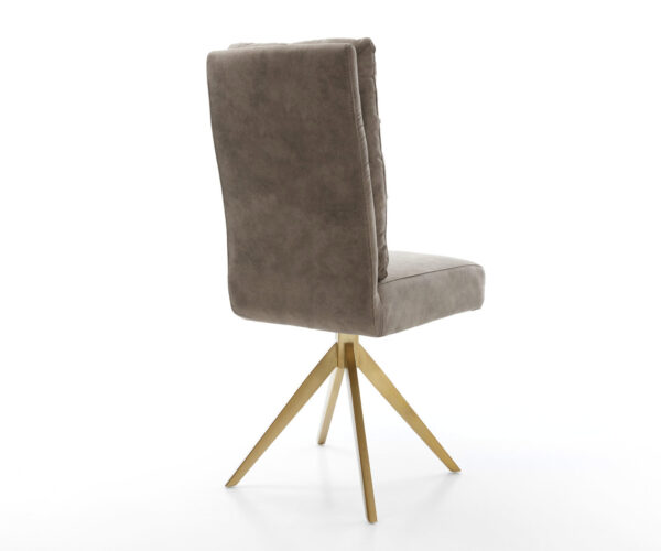 Jídelní židle Pela-Flex Taupe vintage křížová podnož hranatá zlatá 180° otočná taštičkové pružiny - Image 5