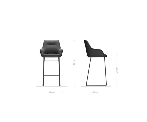 Barová židle Alja-Flex tenká podnož kovová černá smíšené materiály taupe taštičkové pružiny - Image 6