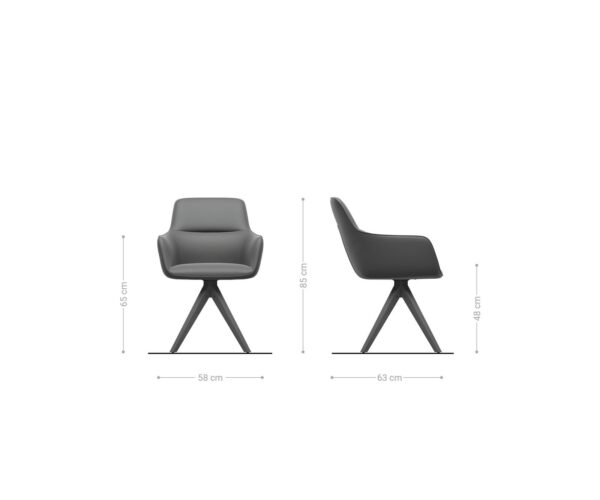 Otočná židle Pejo-Flex dřevěná podnož hranatá manšestr stříbrnošedá 180° - Image 6