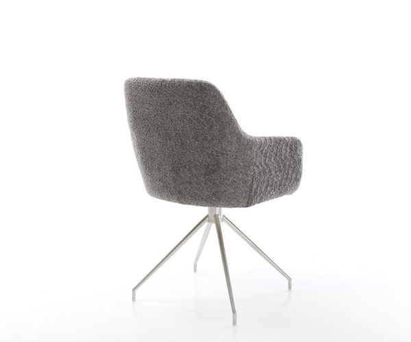Jídelní židle Pejo-Flex bouclé šedá křížová podnož zúžená nerezová otočná o 180° - Image 5