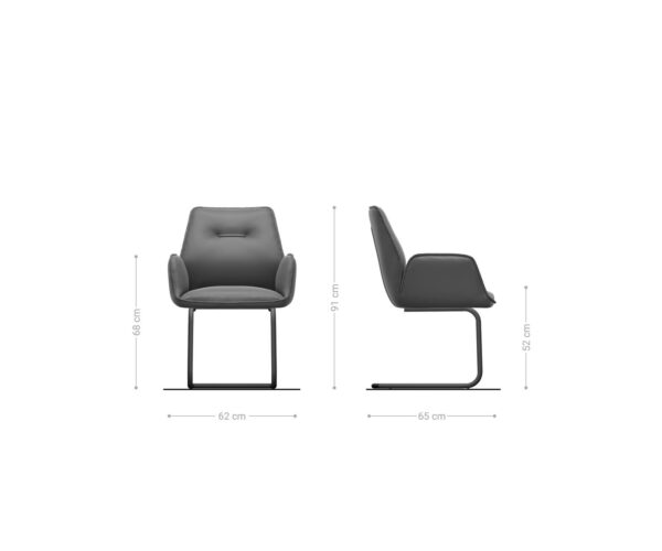 Jídelní židle Zoa-Flex manšestr béžová konzolová podnož kulatá černá - Image 6