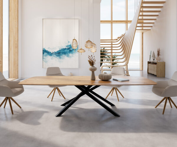 Jídelní stůl Edge 300x100 cm zaoblená přírodní dub švýcarská hrana - Image 2