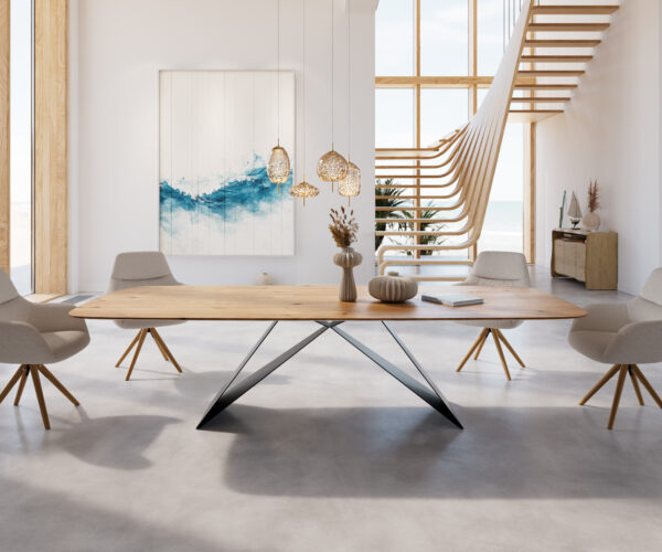 Jídelní stůl Edge 300x100 cm zaoblená přírodní dub švýcarská hrana - Image 2