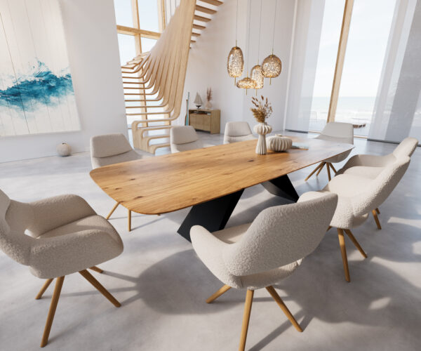 Jídelní stůl Edge 300x100 cm zaoblená přírodní dub švýcarská hrana - Image 6