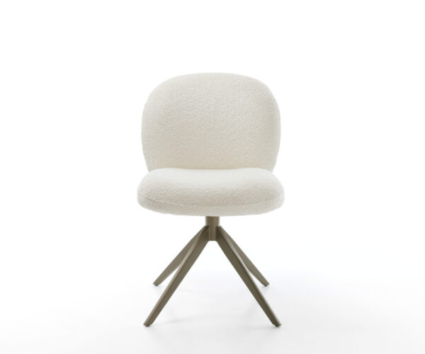 Jídelní židle Nube-Flex křížová podnož široká kov bouclé bílá - Image 2
