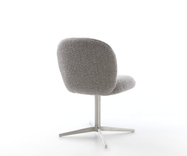 Jídelní židle Nube-Flex bouclé stříbrošedá podnož nerezová ocel otočná o 360° taštičkové pružiny - Image 5