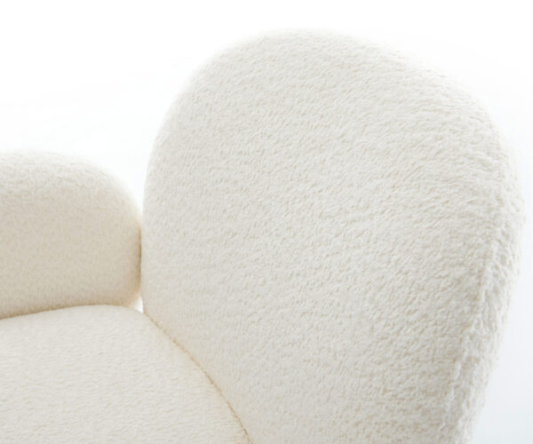 Jídelní židle Nube-Flex s područkami bouclé bílá křížová podnož zúžená černá otočná o 180° taštičkové pružiny - Image 4