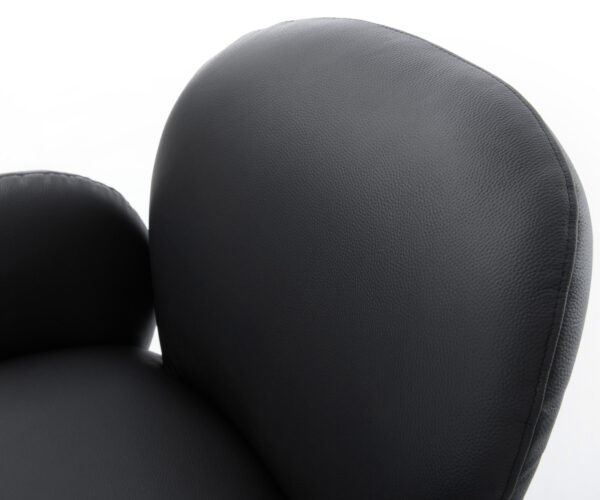 Jídelní židle Nube-Flex s područkami křížová podnož široká kov pravá kůže černá 360° - Image 4