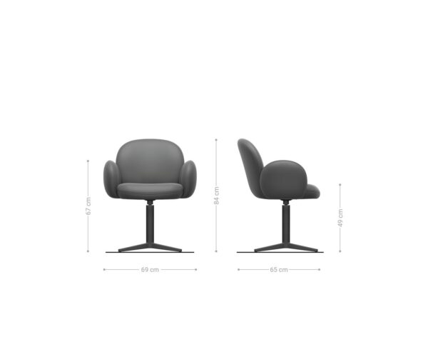 Jídelní židle Nube-Flex s područkami bouclé bílá podnož titanová otočná o 360° taštičkové pružiny - Image 6