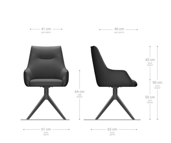 Otočná židle Alja-Flex s područkami křížová podnož široká nerezová manšestr stříbrnošedá 180° taštičkové pružiny - Image 7