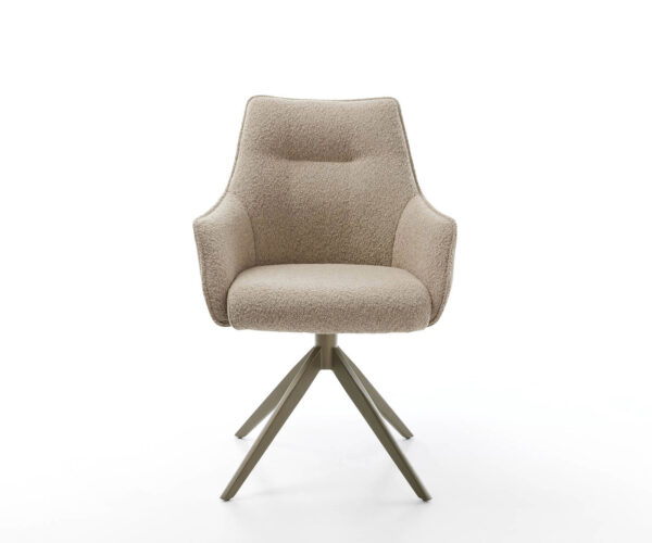 Jídelní židle Alja-Flex s područkami křížová podnož široká kov smíšené materiály taupe 360° - Image 2