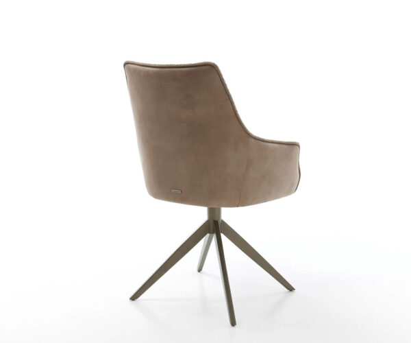 Jídelní židle Alja-Flex s područkami křížová podnož široká kov smíšené materiály taupe 360° - Image 5