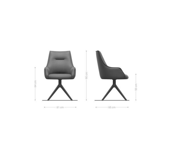 Jídelní židle Alja-Flex s područkami křížová podnož široká kov smíšené materiály taupe 360° - Image 6