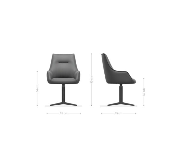 Jídelní židle Alja-Flex s područkami mix materiálů béžová podnož černá otočná o 360° taštičkové pružiny - Image 6