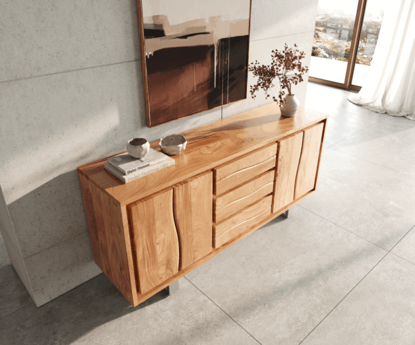 Komoda Live Edge 170 cm akácie přírodní 3 zásuvky 4 dvířka - Image 4