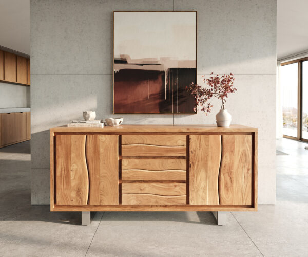 Komoda Live Edge 170 cm akácie přírodní 3 zásuvky 4 dvířka - Image 2
