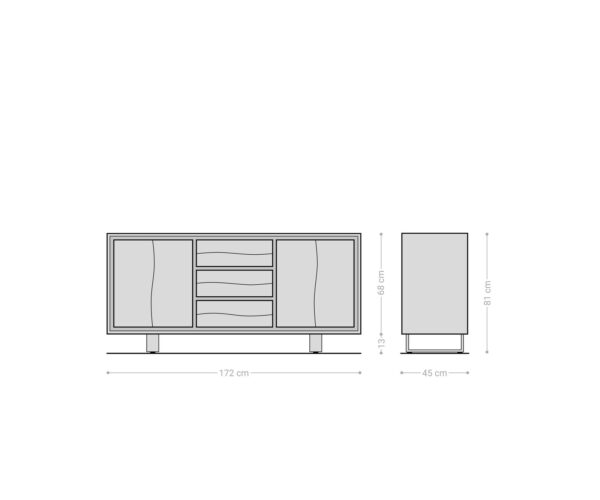 Komoda Live Edge 170 cm akácie přírodní 3 zásuvky 4 dvířka - Image 6