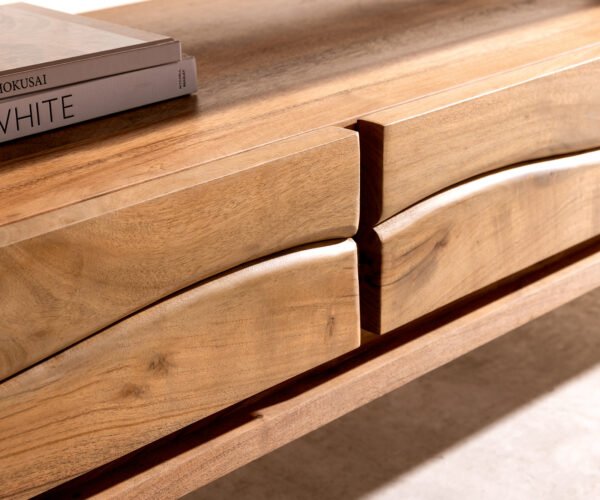 TV stolek Live Edge 146 cm akácie přírodní 3 zásuvky 1 přihrádka - Image 5